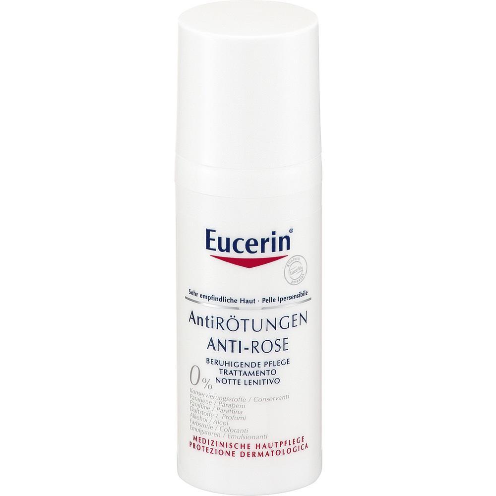 Weiße Flasche mit Eucerin Anti-Rötungen Creme für empfindliche Haut.